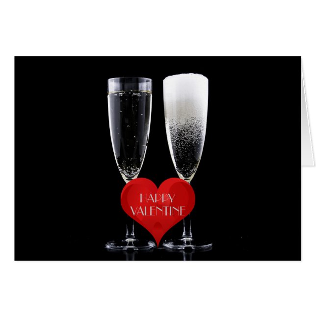 Joyeux Valentine Champagne Flute Lunettes Coeur ro (Devant horizontal)