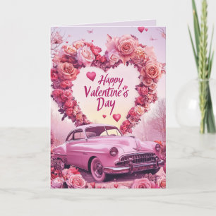 Joyeux Valentines jour Coeur et Rose Carte rose