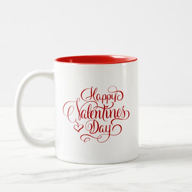 Joyeux Valentines Jour Script Lettré café Mug (Gauche)