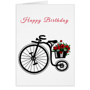 Joyeux vélo Fleurs Carte d'Anniversaire - Romantiq