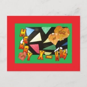 Joyeux verre de Noël avec carte postale rouge Feui