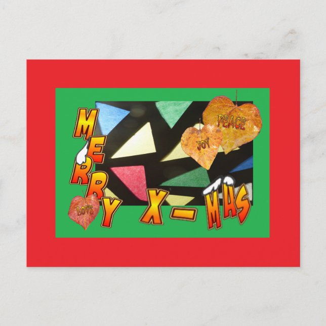 Joyeux verre de Noël avec carte postale rouge Feui (Devant)