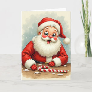 Joyeux Vieux Monsieur avec Carte de Noël au Bonbon