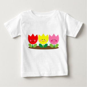 Joyeux visage Tulip Fleurs Jardin art T-shirt