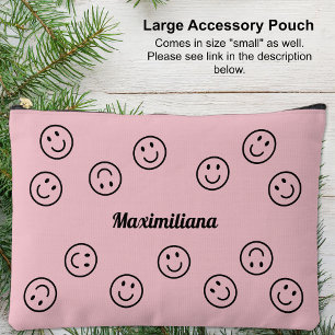 Joyeux visages noir sur rose - GRAND sac d'accesso