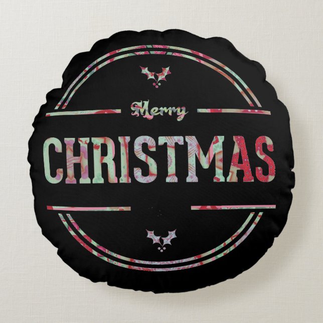 Joyeux voeux de Noël Coussin ronde (Devant)