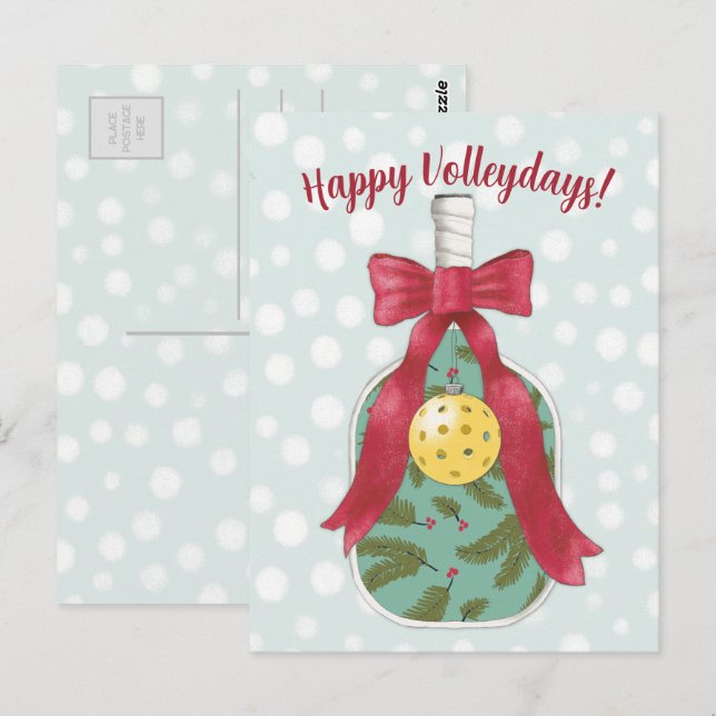 Joyeux Volleydays Pickleball thème carte de vacanc (Devant / Derrière)