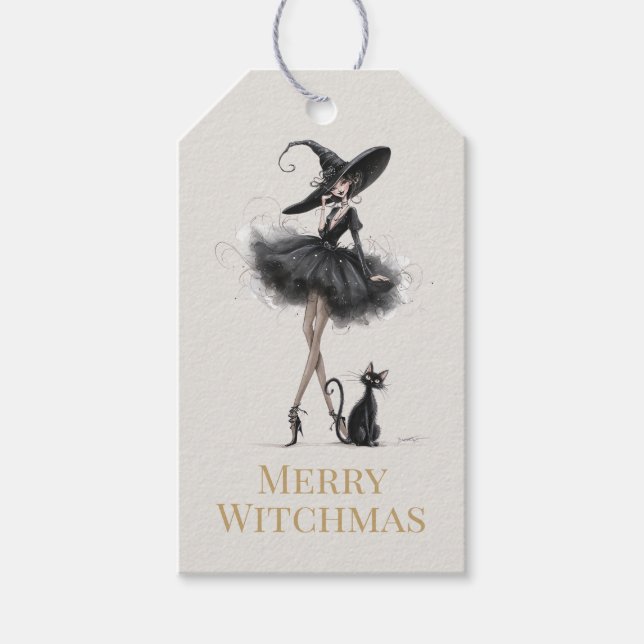 Joyeux Witchmas – Étiquette Cadeau de Sorcière Got (Devant)