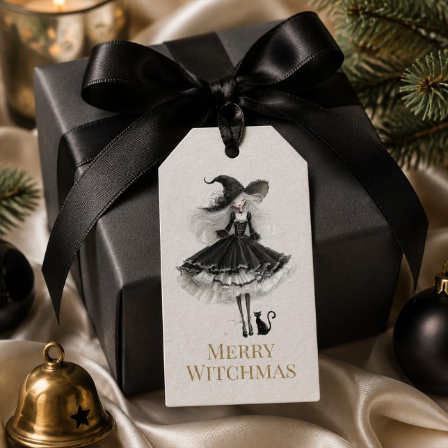 Joyeux Witchmas – Étiquette Cadeau Sorcière Gothiq (Merry Witchmas – Gothic Witch Gift Tag)