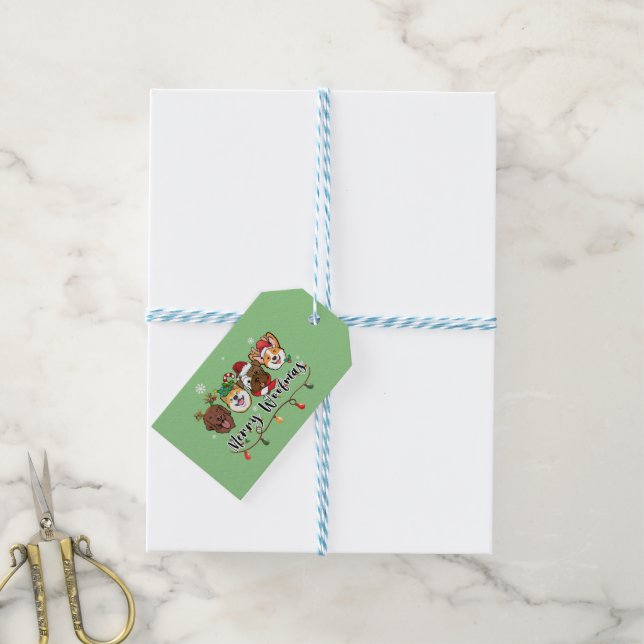 Joyeux Woof Noël Étiquette de Typographie Cadeau (With Twine)