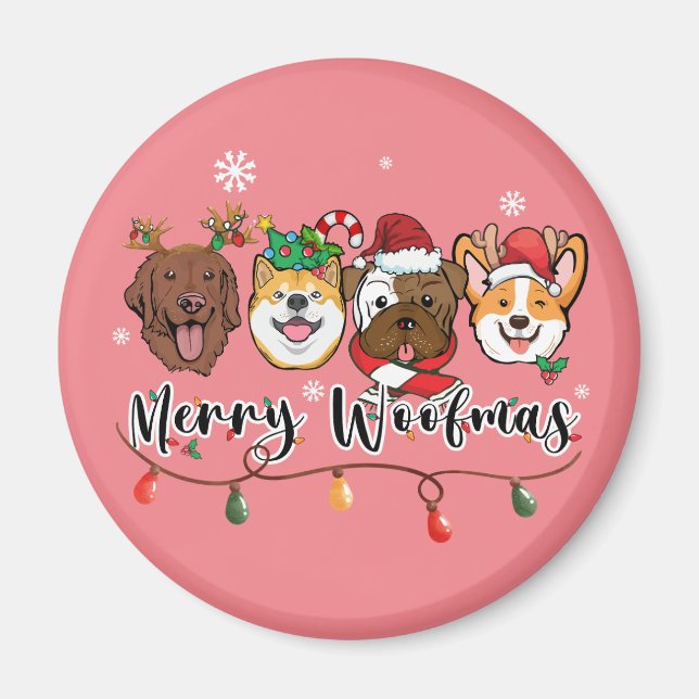 Joyeux Woof Noël Magnet de typographie (Devant)