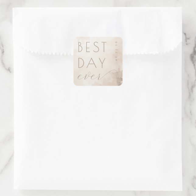 Joyful Beige Watercolor Wedding Sticker (Sac)