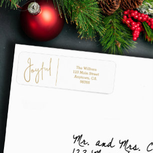 JOYFUL Étiquette d'adresse de retour de Noël en or
