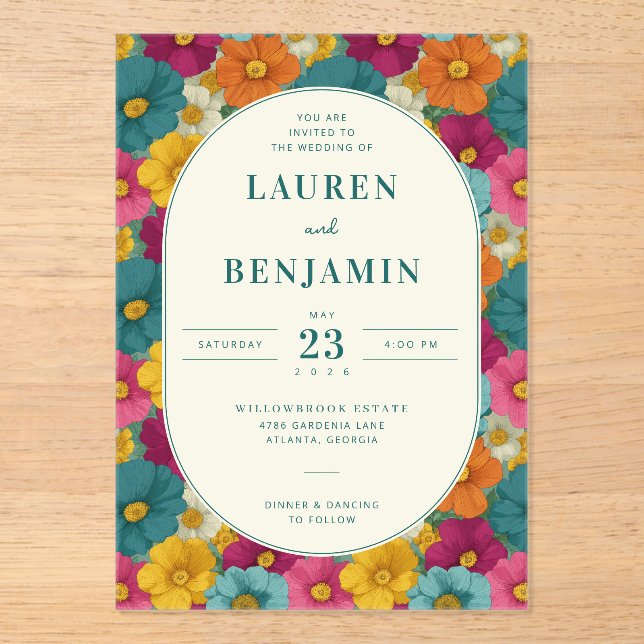 Joyful Floral Wedding Invitation (Recto)