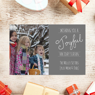 Joyful Holiday Modern Family Photo Carte pliée