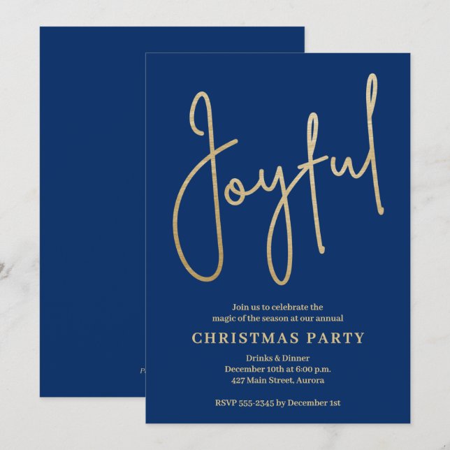JOYFUL Or Faux Feuille D'or sur Invitations de Fêt (Devant / Derrière)