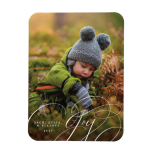 Joyful Script Happy Photo Holiday Magnet