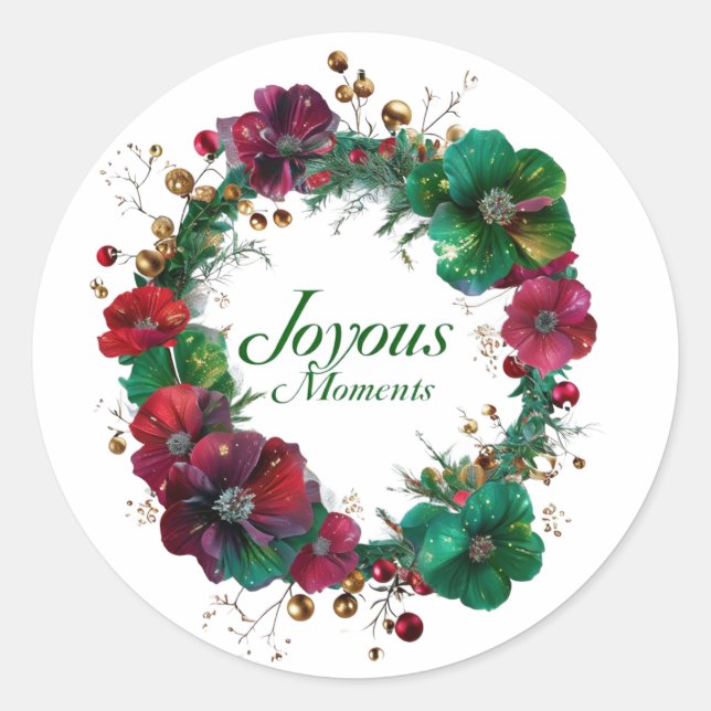 Joyous Moments Floral holiday Wreath Sticker (Devant)
