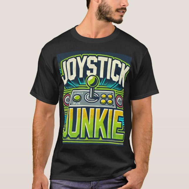 Joystick Junkie Retro Arcade Graphic T-Shirt (Devant)