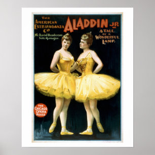 JR affiche vintage d'Aladdin de théâtre