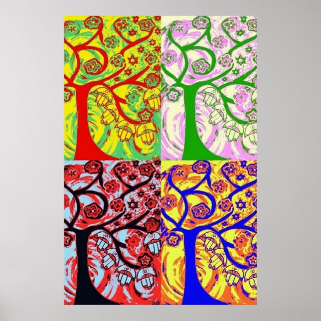 Judaica Hamsa Arbre De Vie Sunrise Poster (Devant)