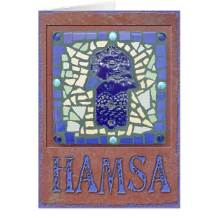 Judaica : Mosaïque Hamsa rougeoyant