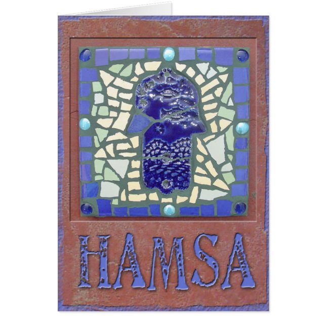 Judaica : Mosaïque Hamsa rougeoyant (Devant)