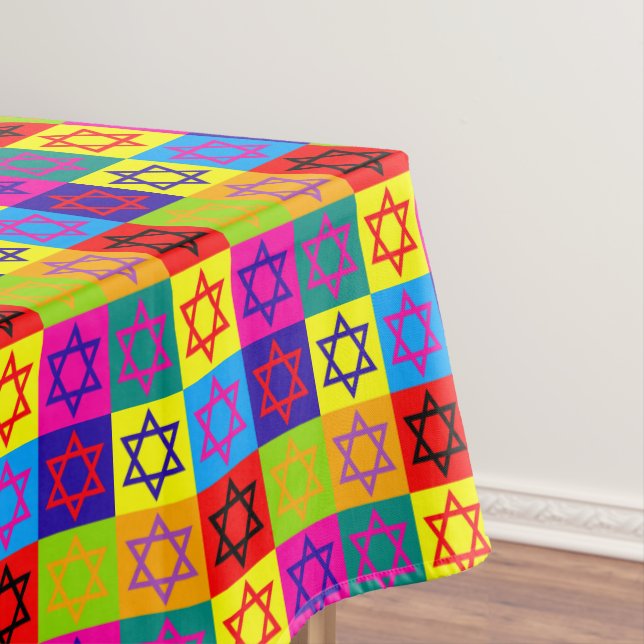 Judaïque - Nappe - Etoiles juives colorées (In Situ)
