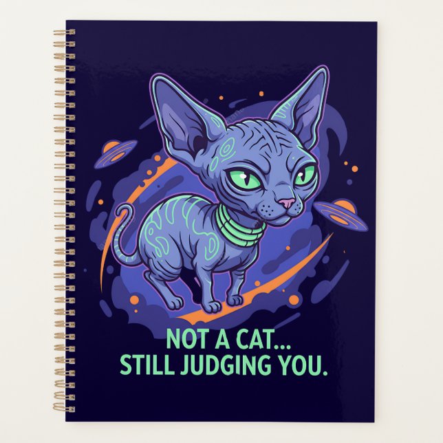Judging Alien Sphynx Cat Sci-Fi Humor Art (Devant)