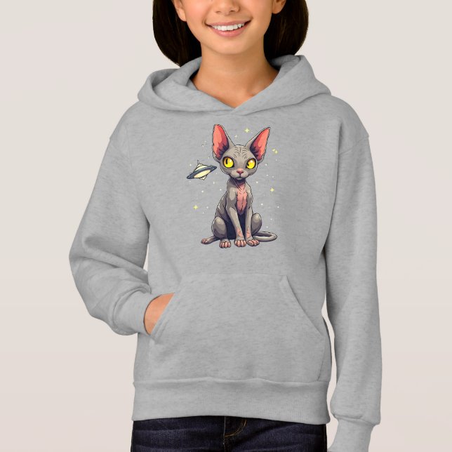 Judging Sphynx Cat UFO Space Cartoon Art (Devant)