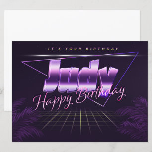 Judy Name Prénom lila retro Carte Anniversaire