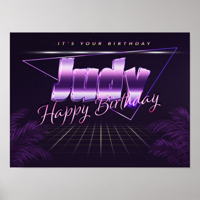 Judy Nom Vorname lila retro Poster Geburtstag (Devant)