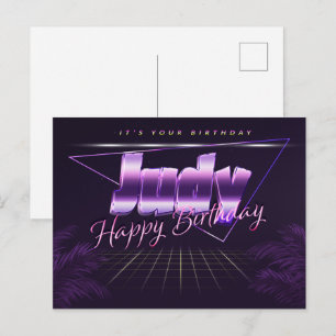 Judy prénom carte postale violette anniversaire
