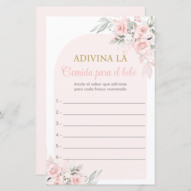 Juego para Baby shower Adivina la comida (Devant / Derrière)