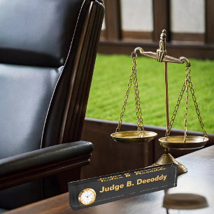 Juge De Cour Minimaliste Plaque Noire Avec Horloge