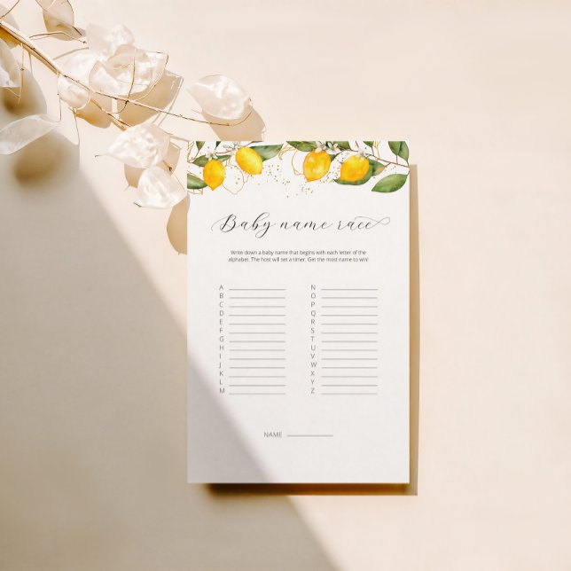 Juicy Yellow Baby Name Race Baby shower Jeu (Créateur téléchargé)