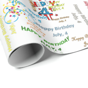 Juillet, 4 Anniversaire Papier cadeau d'enveloppem