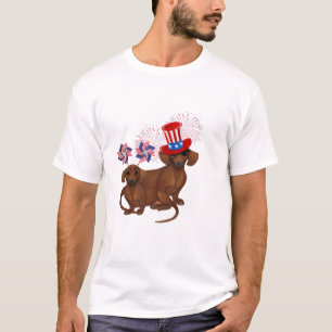 Juillet 4 Juillet T-shirt Patriotique Dachshund