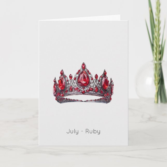 Juillet Birthstone Ruby Crown Carte d'anniversaire (Devant)