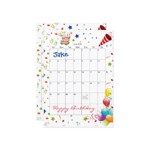 Juin 2022 Calendrier Bonne Invitation Anniversaire