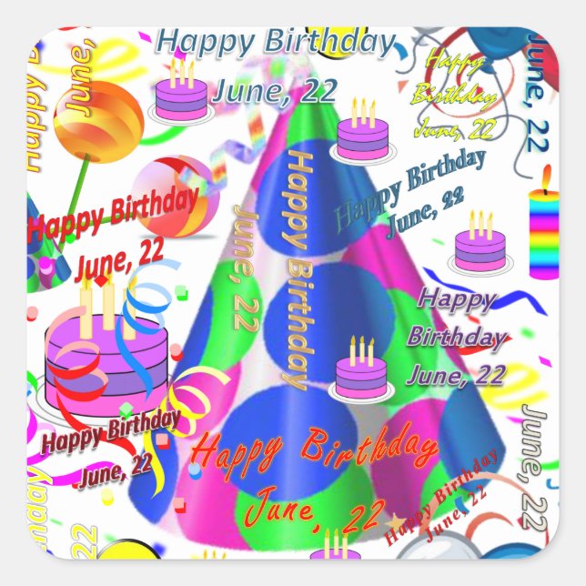 Juin, 22 Stickers Anniversaires de enfants (Devant)