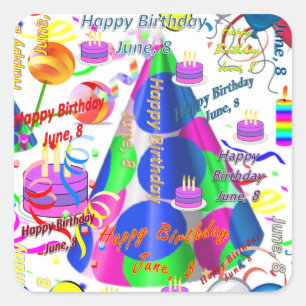Juin, 8 Stickers Anniversaires de enfants