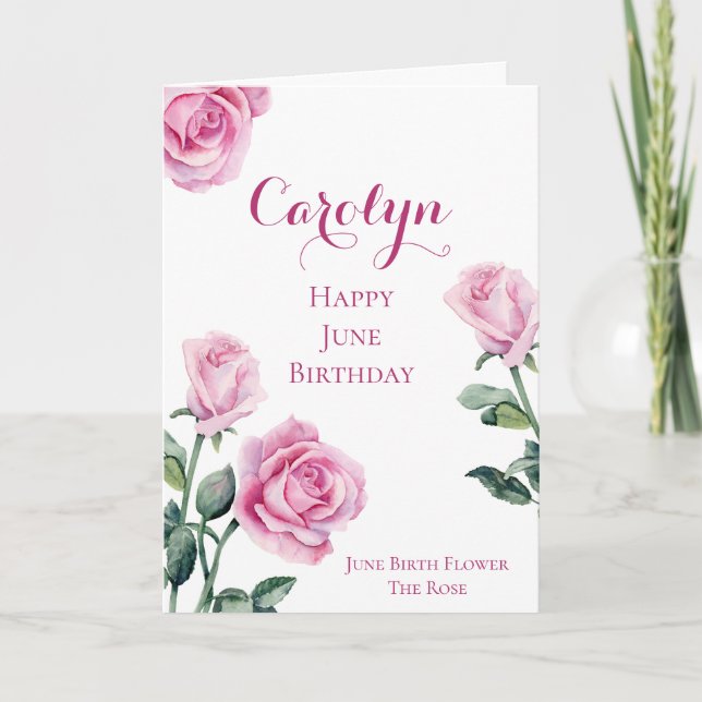 Juin Carte d'anniversaire Mois de naissance Fleur  (Devant)