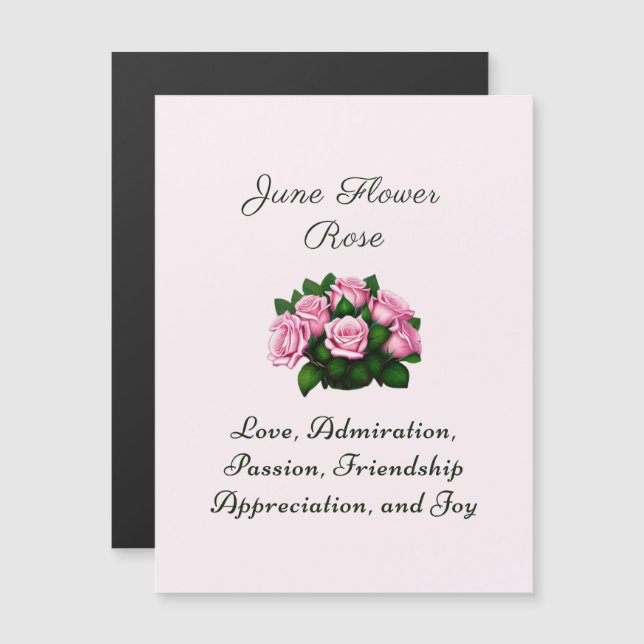 Juin Mois de naissance Fleur Rose intemporel flora (Devant / Derrière)