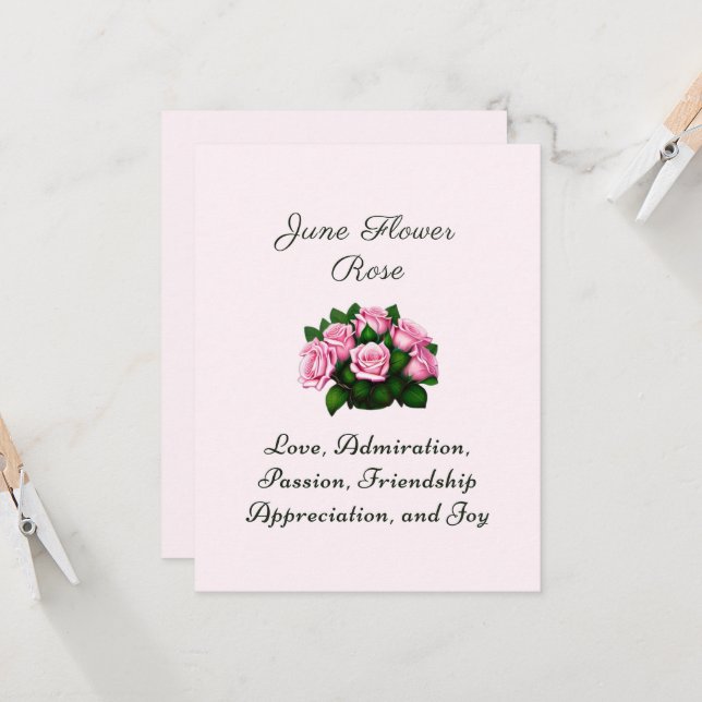 Juin Mois de naissance Fleur Rose intemporel flora (Devant/Arrière en situation)