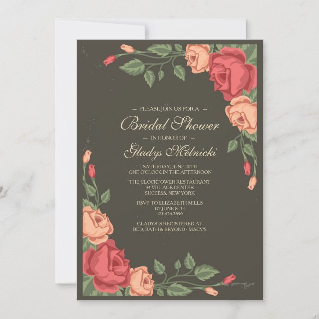 Juin Rose Invitation à la douche nuptiale (Devant)