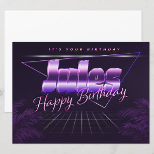 Jules prénom nom carte rétro lilas anniversaire
