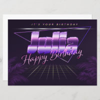 Julia Nom Prénom lila retro Carte Anniversaire
