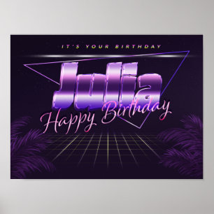Julia Nom Vorname lila retro Poster Geburtstag