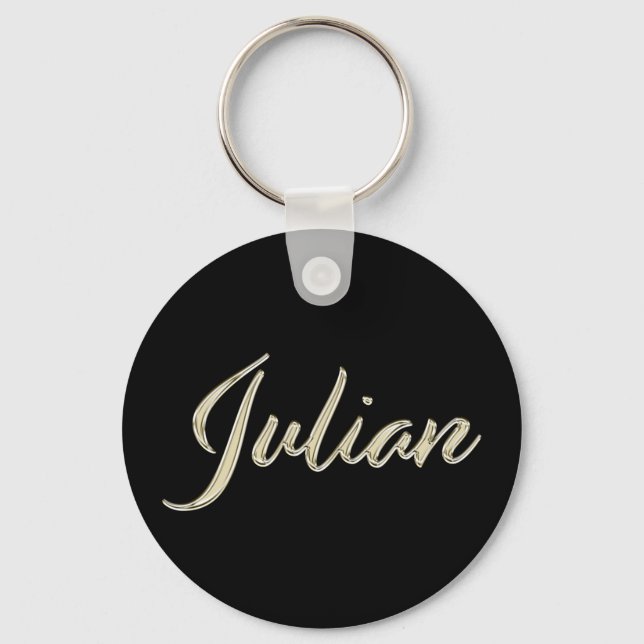 Julian Nom Porte-clés bouton en or blanc (Recto)